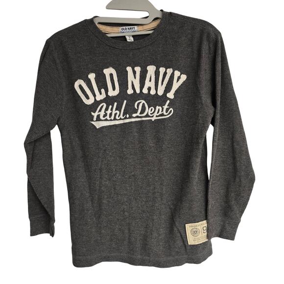 Vintage Boy's Old Navy Gray Waffle Knit Long Sleeve Top | Size Medium (8) - Picture 1 of 6
